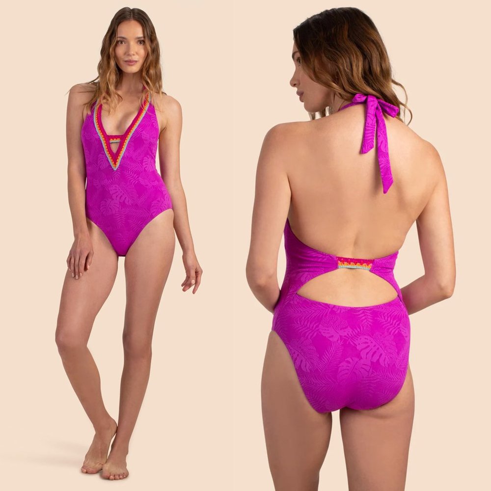 Trina‎ Turk Tulum Plunge Maillot One Piece Swimsuit Women's 4